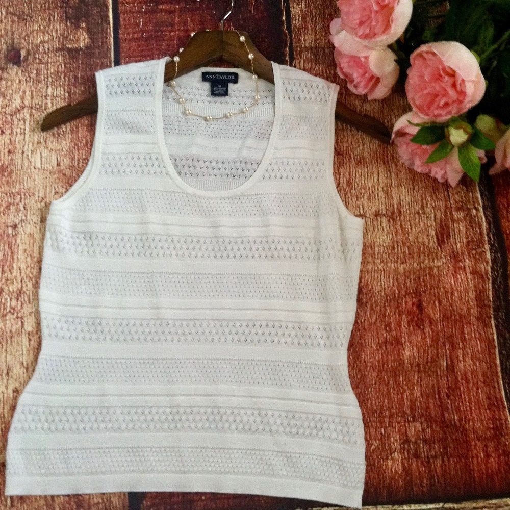 Ann Taylor White Tank Top Medium